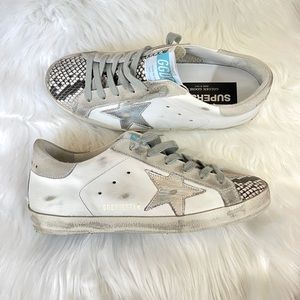Golden Goose Superstar White Leather Python Women Sneakers EU 37 US 7